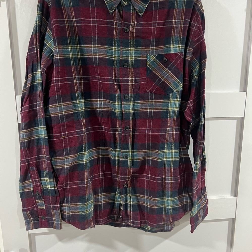 Weatherproof Men's Plaid Shirt - Burgundy and Teal